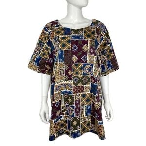 Hunt Club Women’s Vintage 90’s Patchwork Print Tunic Knit Top